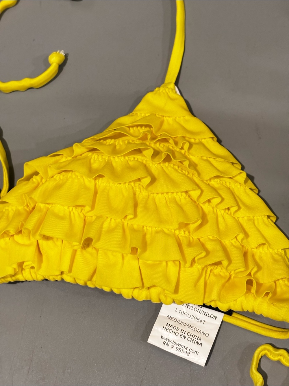 Ingear Yellow Ruffle Triangle Bikini Set - Picture 3 of 10